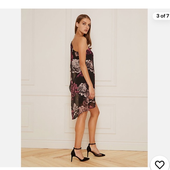 Le Chateau One Shoulder Floral Chiffon Dress NWOT size Xsmall - Picture 13 of 14